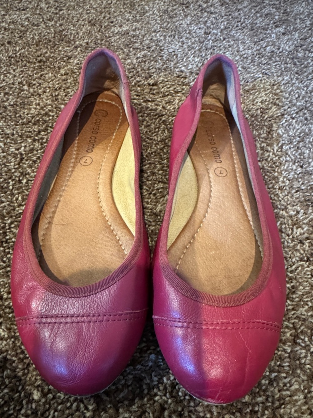 Corso Como Women's Raspberry Leather Ballet Flats